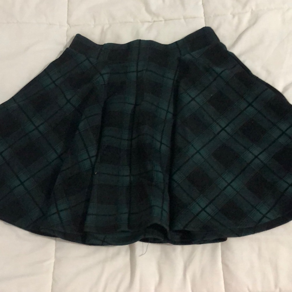 Plaid green skater skirt